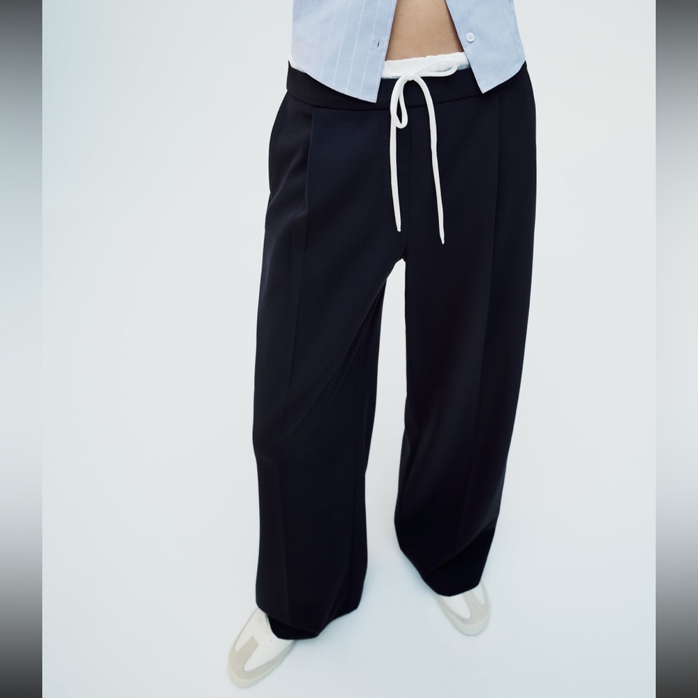 NWT Zara double waist wide leg pants